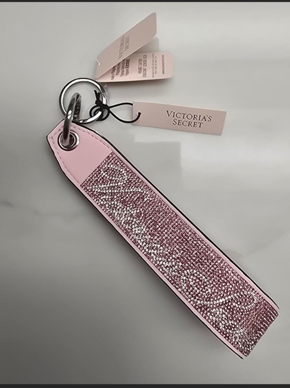 Victoria's Secret Pink Bling Rhinestone Wristlet Key Strap Keychain NwT!